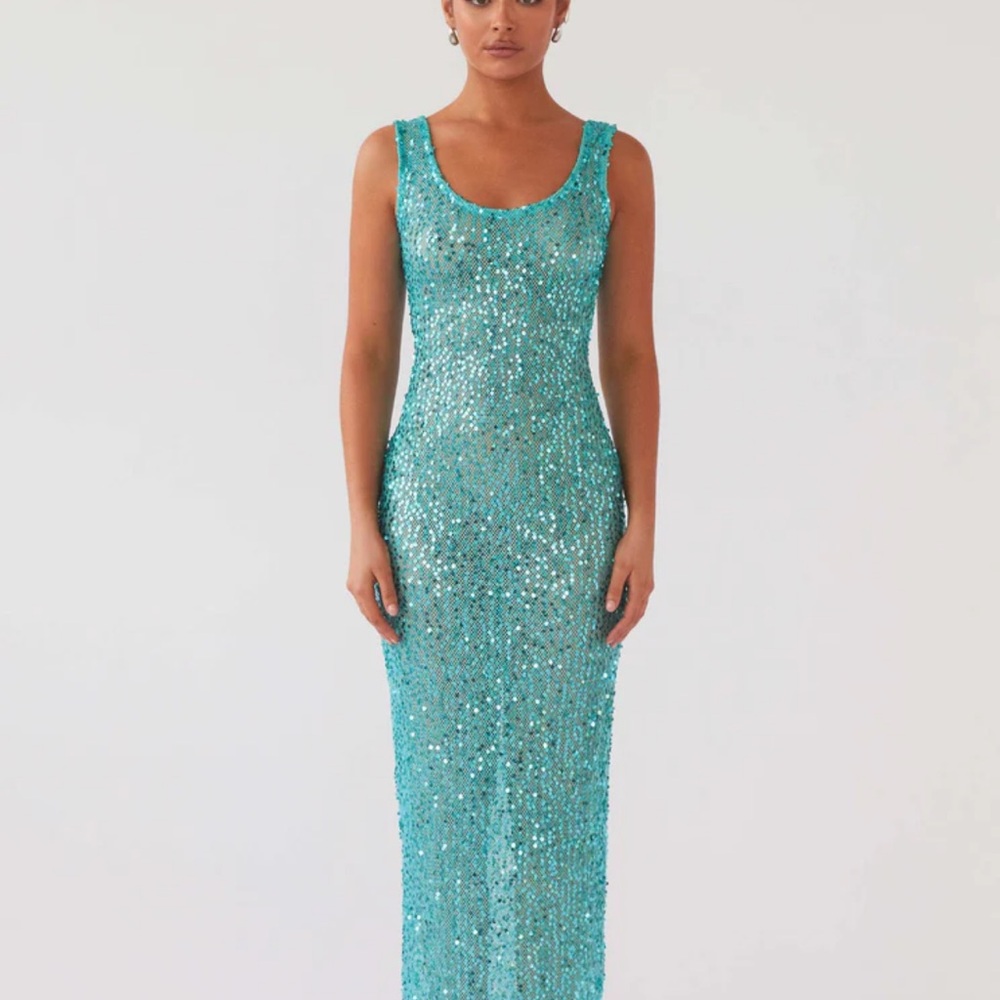 Peppermayo Turquoise Sequin Midi Dress